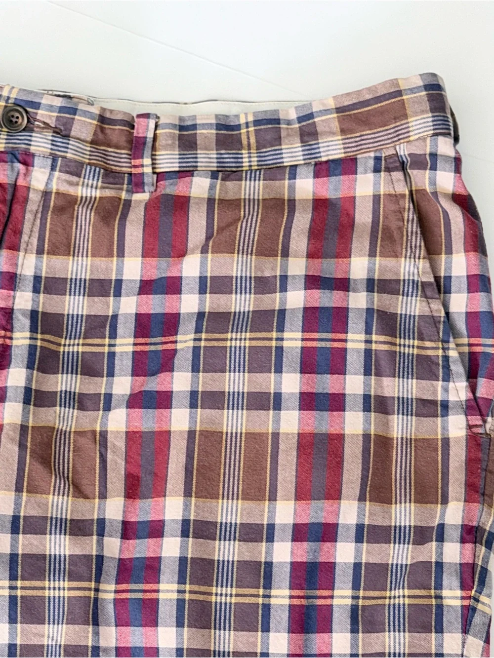 Polo Ralph Lauren Madras Plaid Flat Front Shorts Size 40 Cotton Preppy Flaw